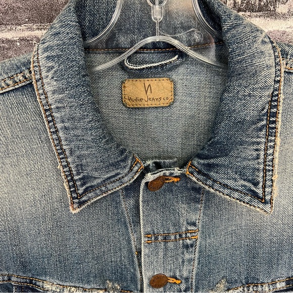 Nudie Jeans Terry Organic Cotton Sharp Used Denim Jacket Size M - Picture 9 of 16